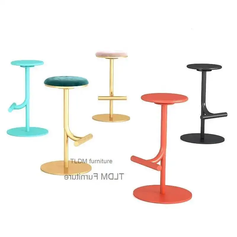 

Light Luxury Designer Bar Stool Modern Simple Bar Chair Leisure Commercial Metal Iron Counter Stool Chair Bar Furniture for Home