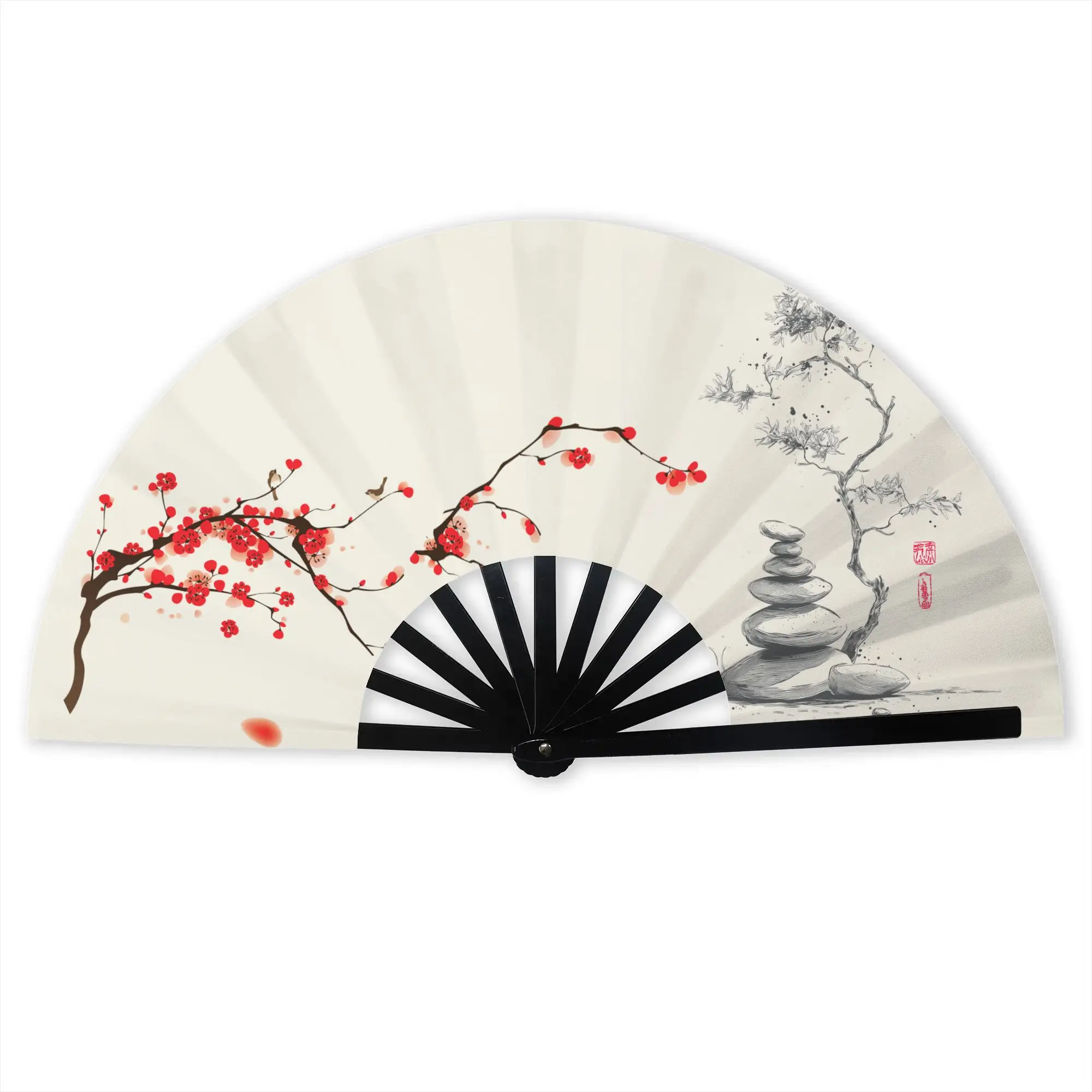 Ancient Poetry  Folding Hand Fan Custom  Polyester Fabric Fan Fashion Summer Accessory Decorative Fans