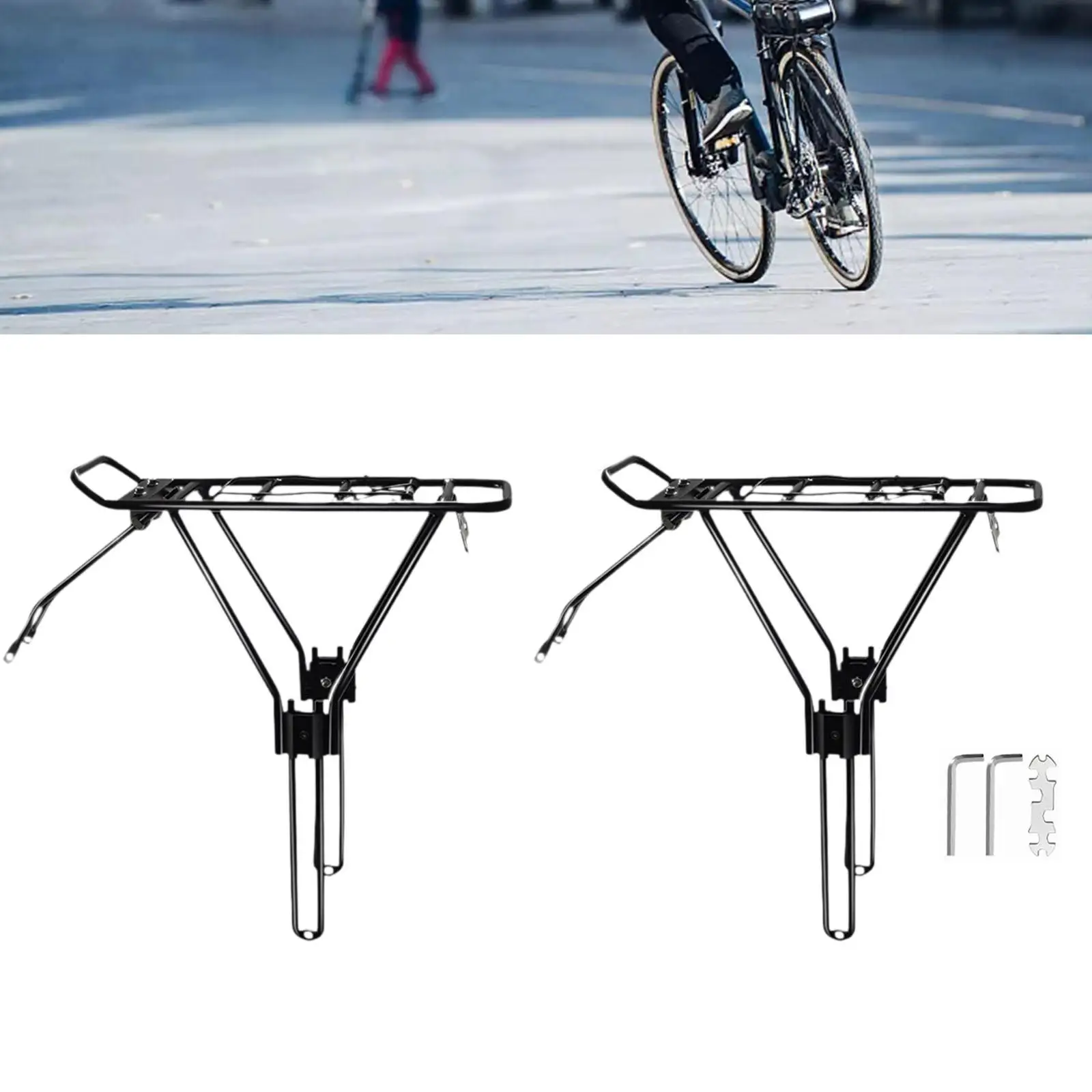 Rear Bike Rack Aluminum Alloy Frame Mounted Sturdy Bike Rear Rack Adjustable