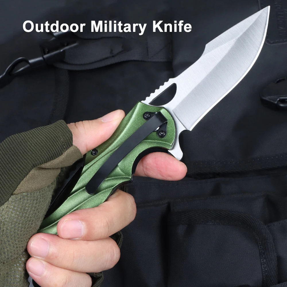 

Green 58HRC Folding Knife Multifunctional Outdoor Survival Tools Self-defense Pocket Knife Creative Military Tactical Knife