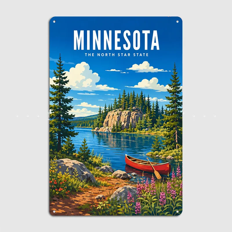 Minnesota North Star State Travel Metal Custom Sign Living Room Indoor Decor Room Decoration Bedroom Posters Home Decor