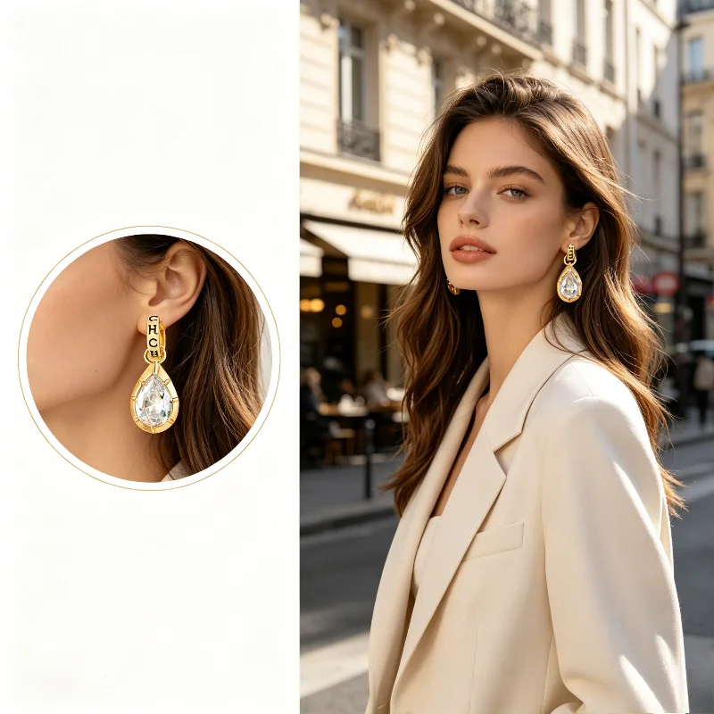 chhc-women-alloy-teardrop-zircon-dangle-earrings-ch-letter-engraved-hoop-drop-ear-jewelry-for-daily-party-wear