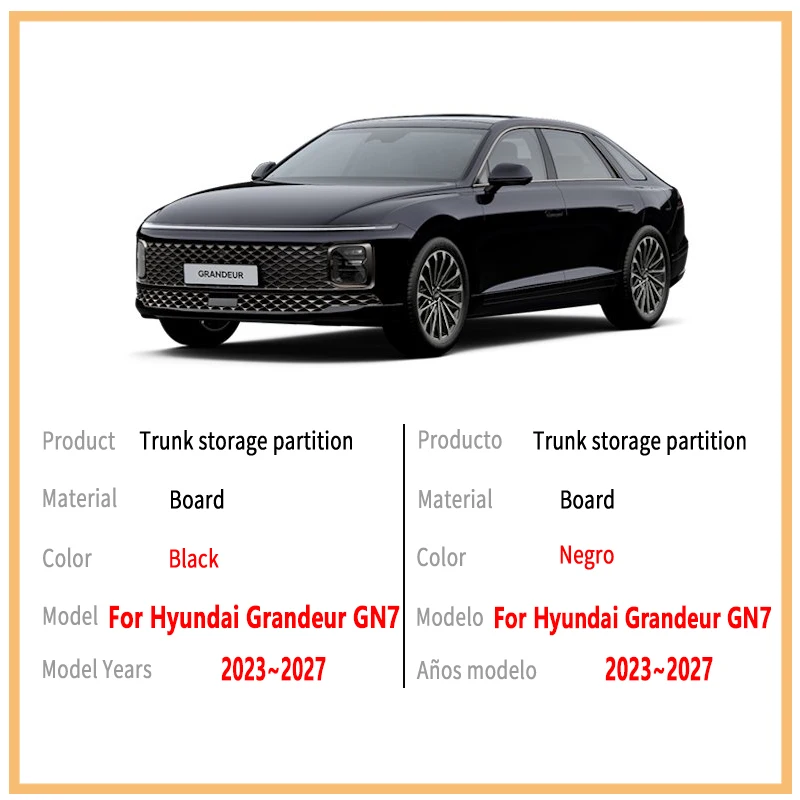 For Hyundai Grandeur GN7 2023~2027 Thickening Trunk Storage Partition Multifunction Storage Auto Interior Parts Car Accessorie