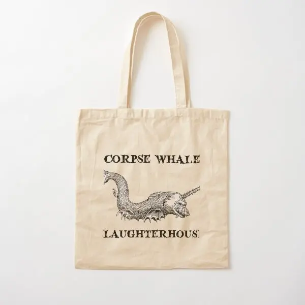 Team Corpse Whale Slaughterhouse Cotton  Canvas Bag Fabric Grocery Casual Tote Printed Fashion Designer Women Foldable Handbag