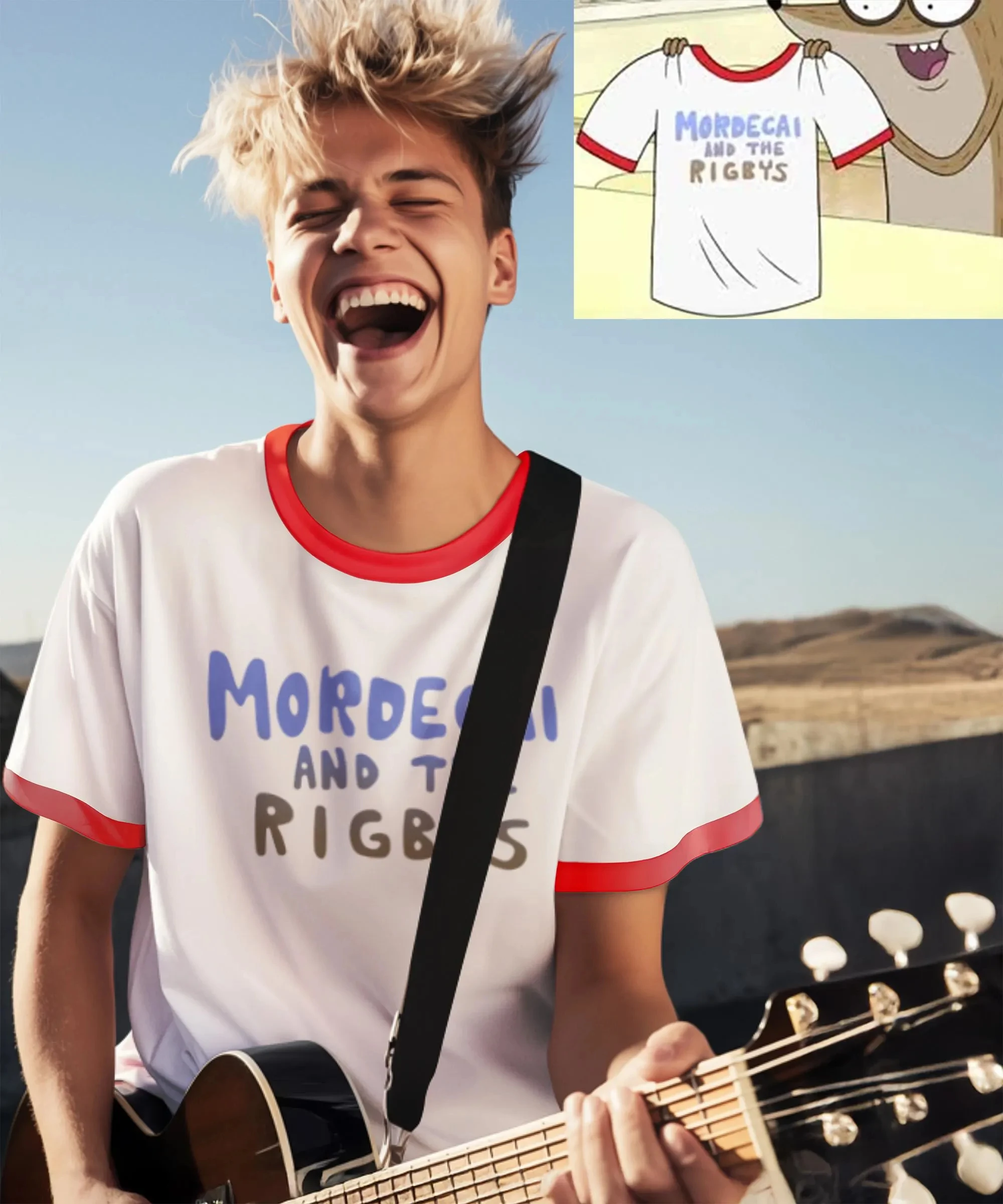 Mordecai and the Rigbys Ringer TShirt TV Serie Graphic Tee Funny TV Show Cartoon Unisex Beach TShirt Streetwear Men's Clothing
