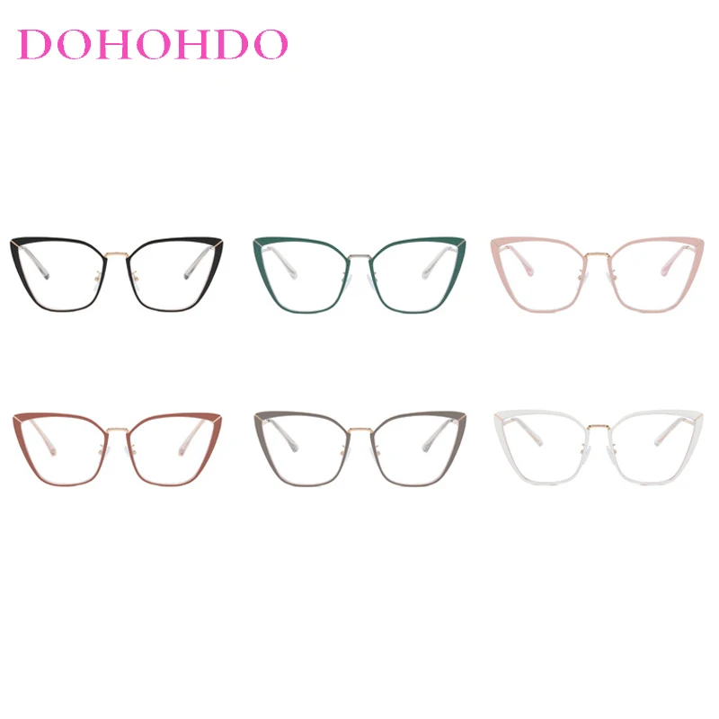 Luxury Vintage Metal Big Frame Cat Eye Designer Brand Optical Eye Protection Men Women Glasses Computer Anti-Blue Light Eyewear view 6