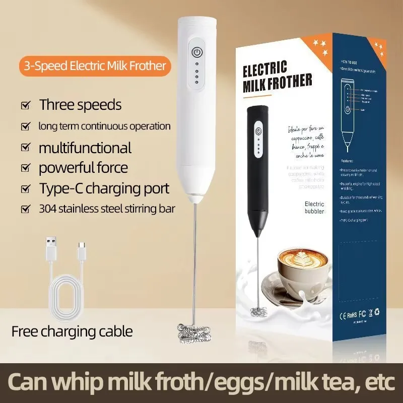 Mini milk frother, food mixer tool, handheld battery-powered tea and coffee mixer