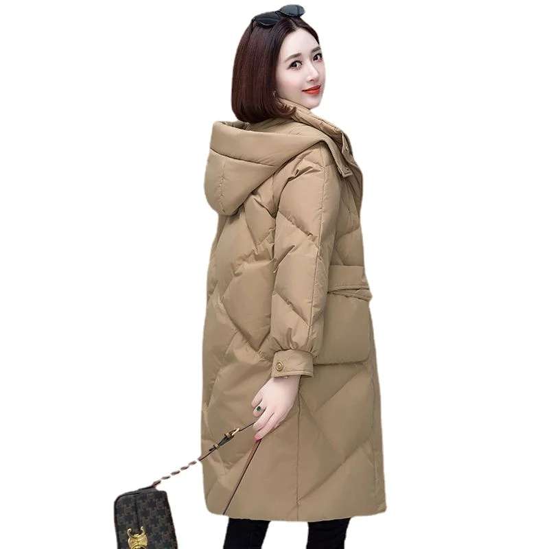 

2024 New Winter Long Ultra Light Duck Down Jackets Women Coat Spring Puffer Jacket Loose-fitting Hooded Parkas T583