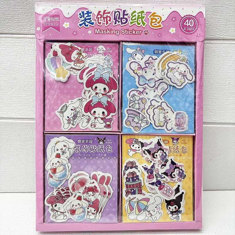 

40 упаковок/лот Sanrio Kuromi Melody Cinnamoroll наклейки милый DIY дневник декоративная уплотнительная наклейка альбом наклейка этикетка