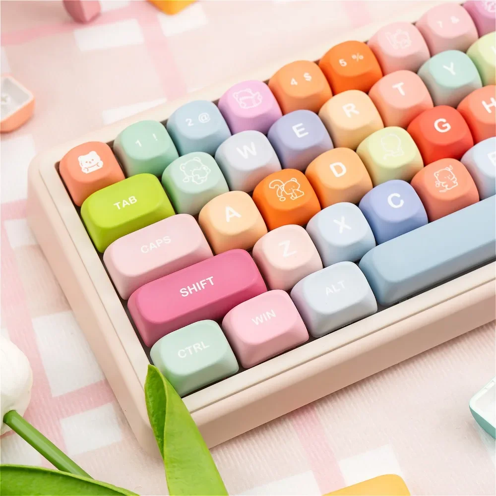 

Keyboard Keycaps, Gummy Bear MOA 133 Keys PBT for Cherry MX 104/87/61 Mechanical Keyboard Accessories