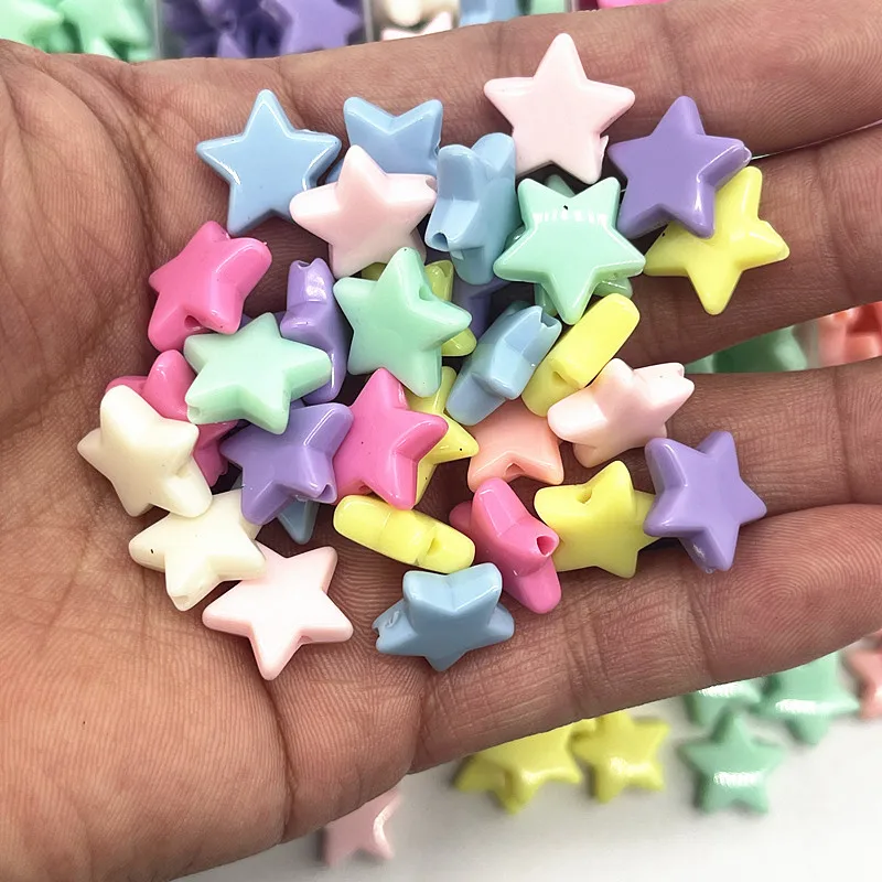 50pcs 14mm Colourful Faceted Five-pointed Star Acrylic Loose Spacer Beads for Jewelry Making DIY Handmade Clothing Accessories