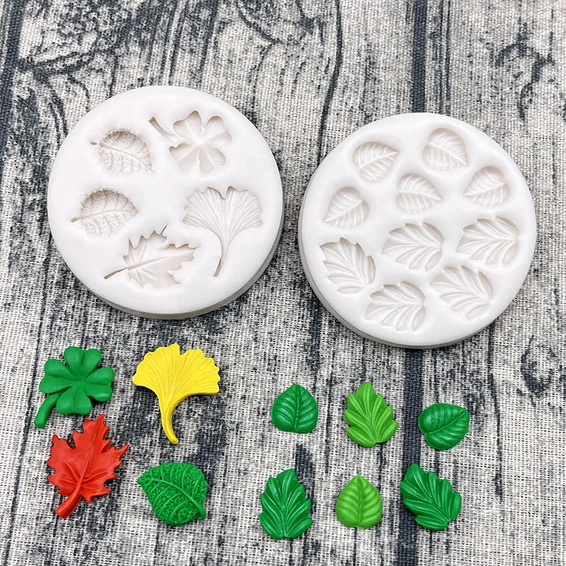 Ginkgo Maple Four Leaf Clover Silicone Mold Fondant Cake Decorating Tools Sugarcraft Cupcake Chocolate Baking Mold