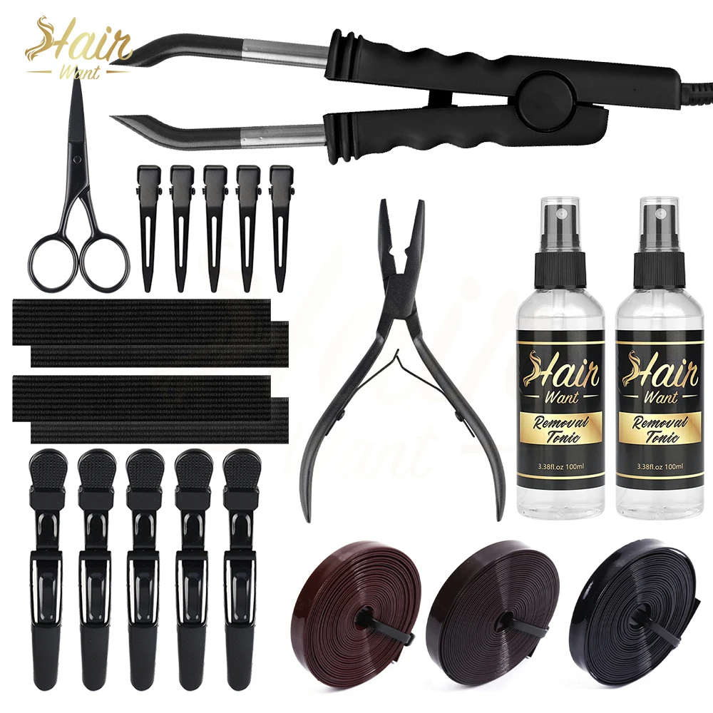 Hair Want Hair Iron Tools Kit Hair Extension Iron Constant Temperature With Adhesive Tape Remover for Keratin Bonding Tools