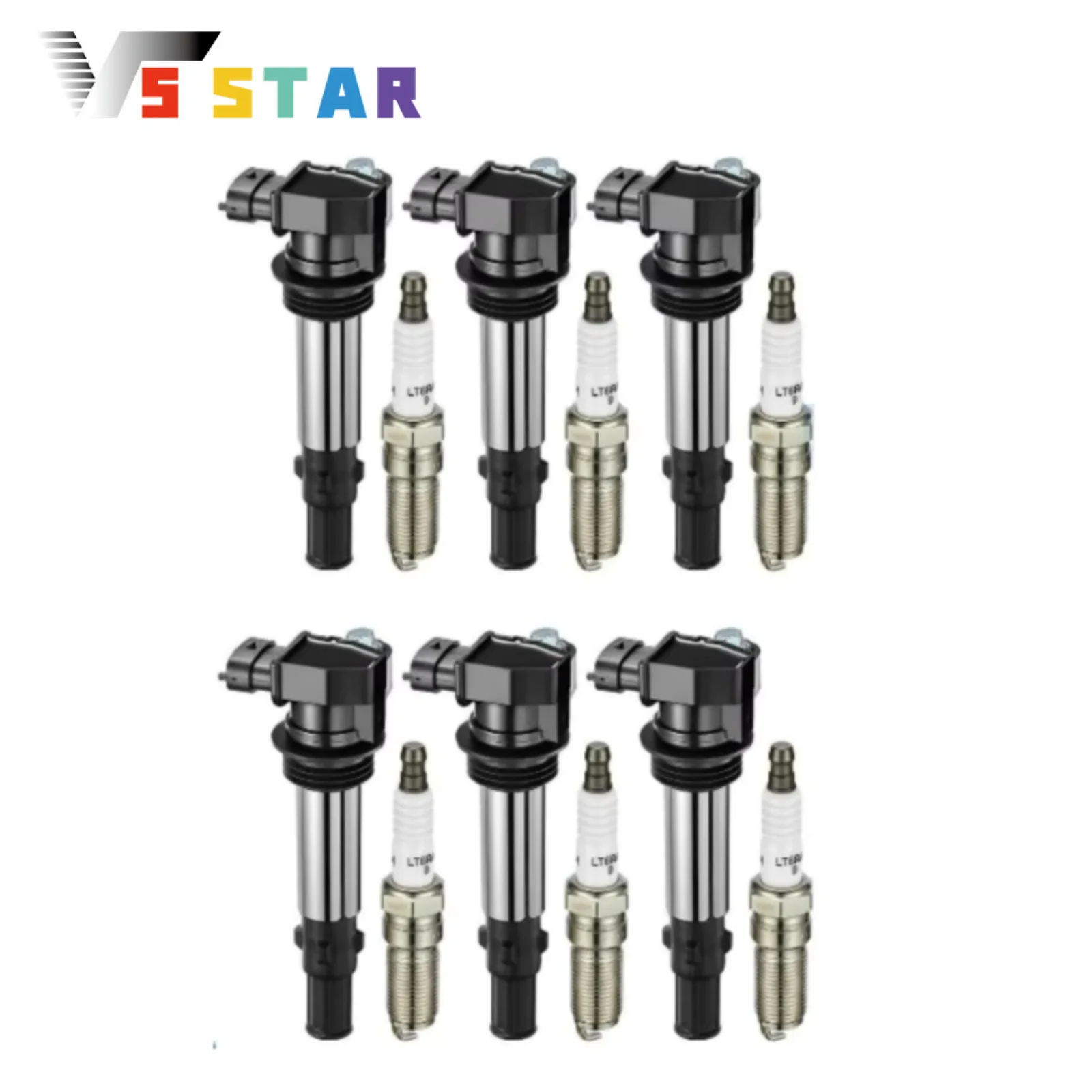 

12583514 12613051 12613057 12629037 6pcs High Quality Ignition Coils & Spark Plugs For 2004-2007 Cadillac CTS 3.6L V6 EL-1073