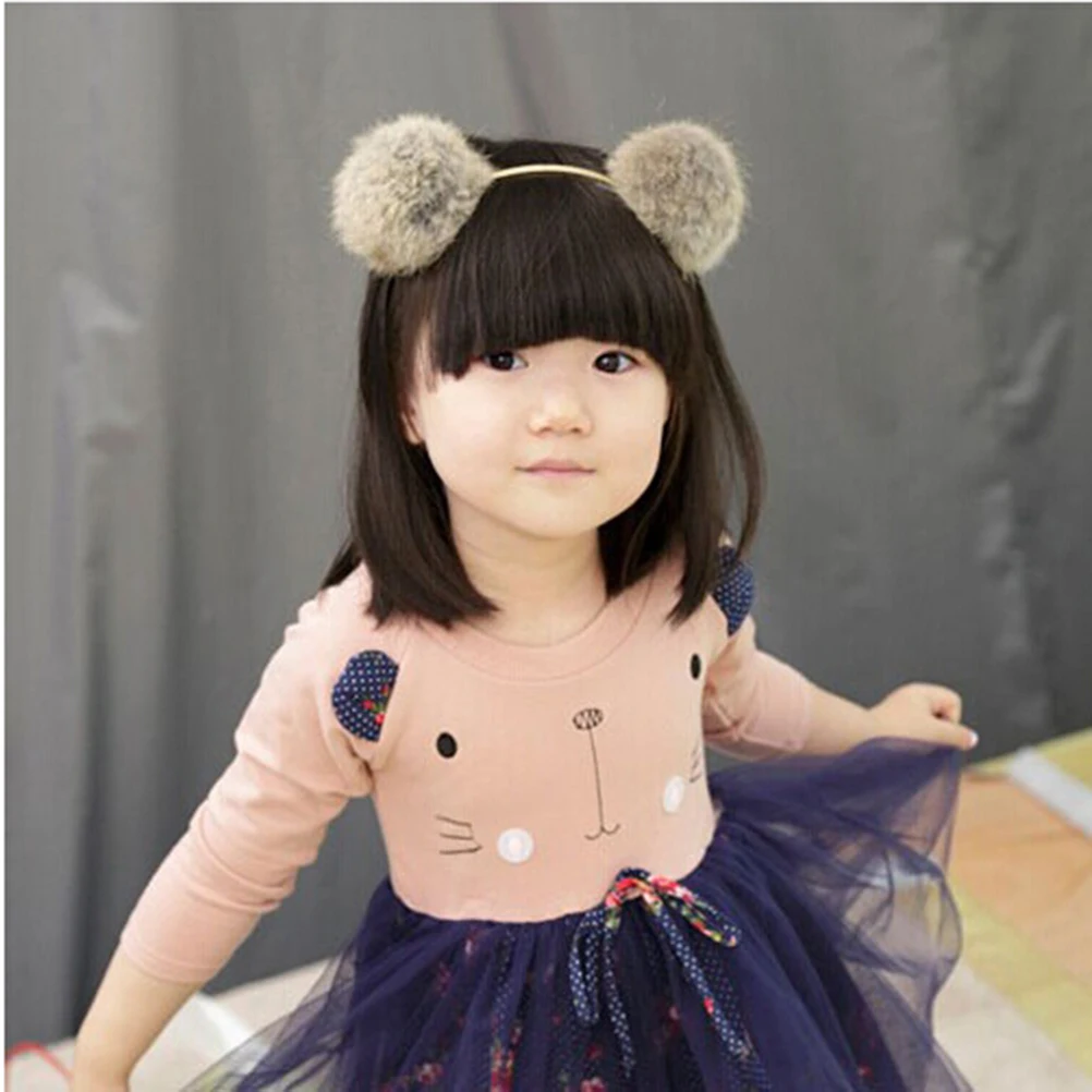 

3Pcs Children Hoop Pom Pom Ball Cat Ear Headband Sky Blue Pink Red Party Headwear Accessory for Kids Birthday Christmas Costume