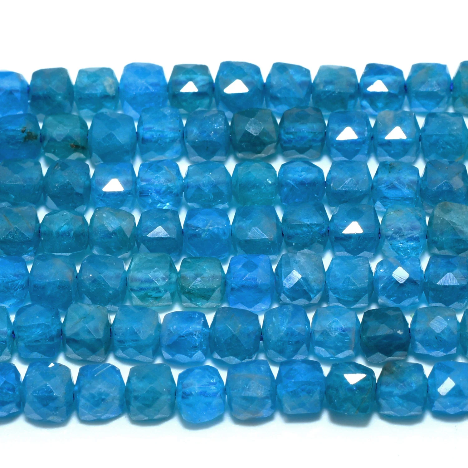 Natural Nice Quality Blue Apatite Irregular Faceted Cube 4mm-4.3mm