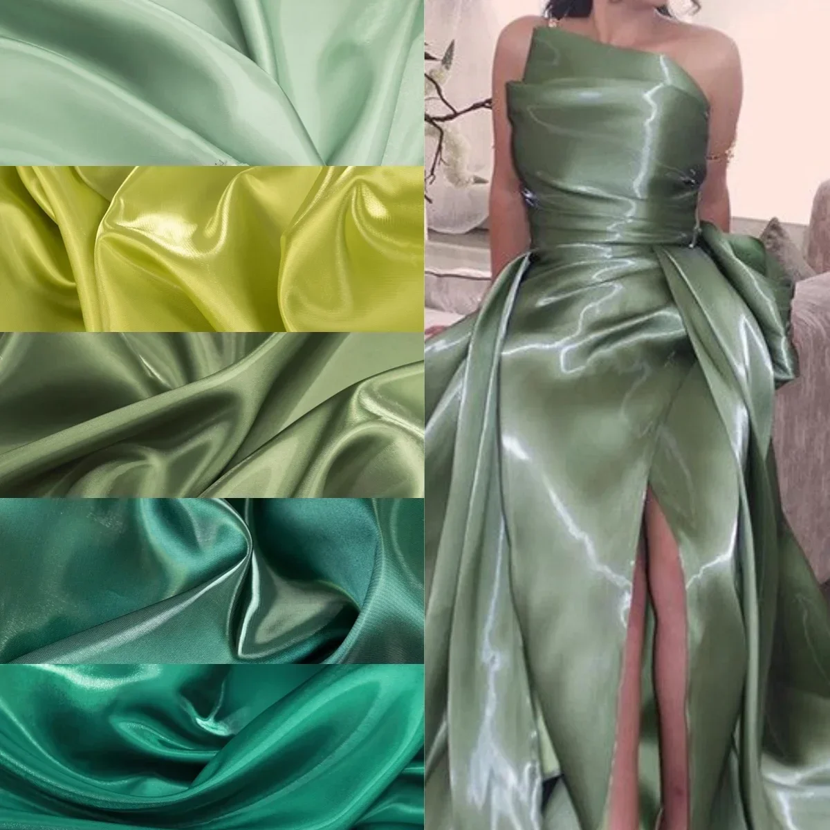 Liquid Glossy Water Satin Fabric Reflective Satin Designer Wedding And Evening Dress Fabric DIY Bow Fabrics For Dressing