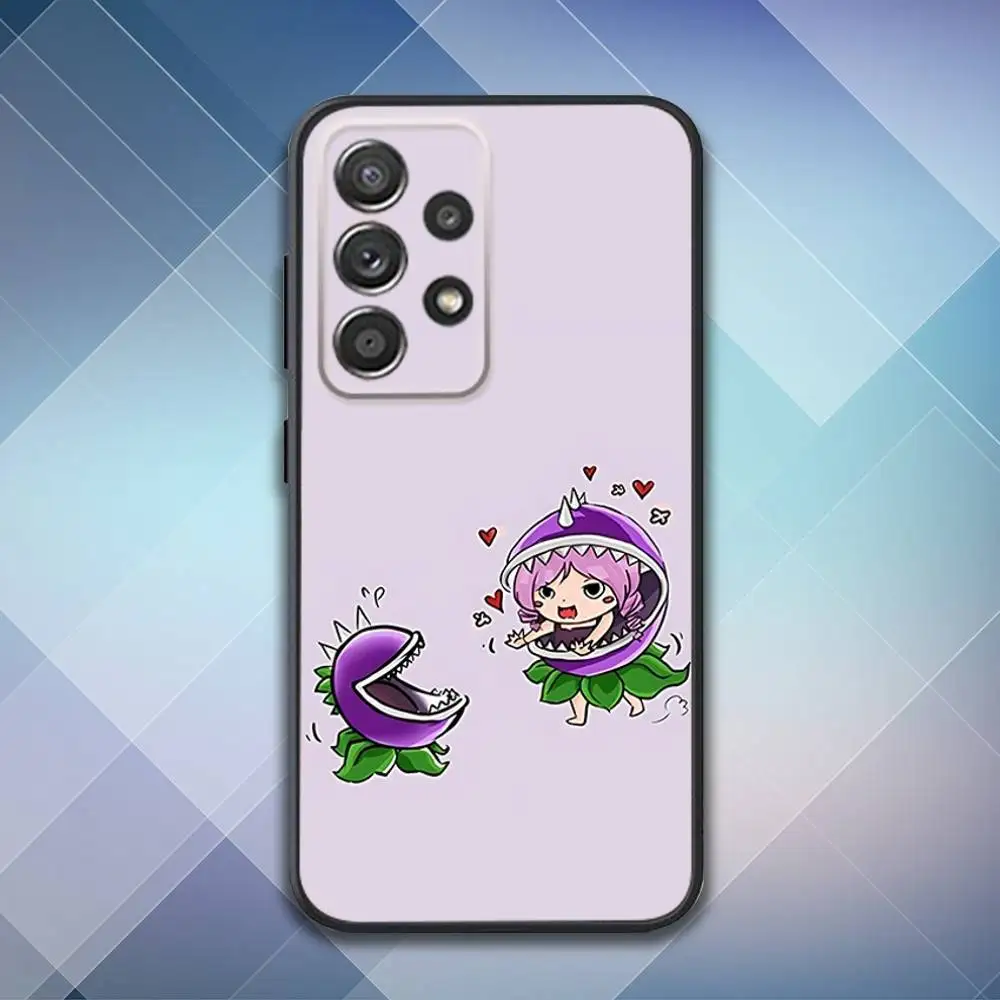 حافظة هاتف P-Plants vs Cute Z-Zombies لهاتف Samsung S 25,24,23,22,30,21,10,9,Ultra,Plus,Lite,FE,4,5G حافظة سوداء ناعمة