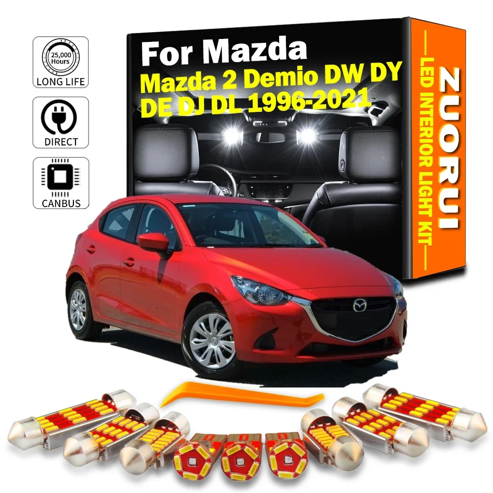 ZUORUI Car LED Interior Map Dome Light Kit For Mazda 2 Demio DW DY DE DJ DL 1996- 2018 2019 2020 2021 Canbus Number Plate Lamp