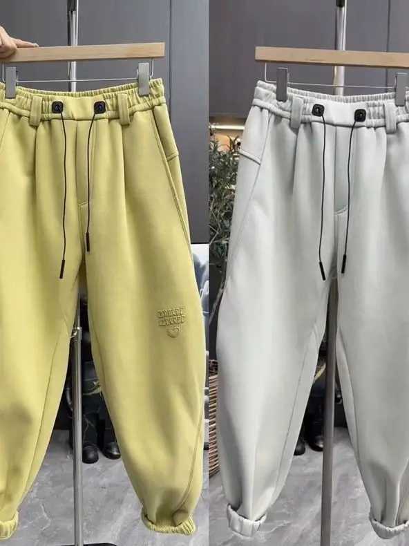 

Спортивные брюки больших размеров 300 Pou: модные повседневные штаны для пар, осенне-зимние, прямые, с высокой талией, для похудения