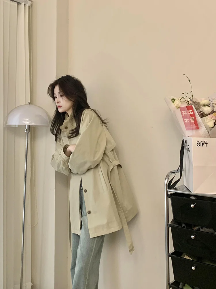 

Зимняя одежда Элегантный женский плащ Верхняя одежда Хлопковая короткая верхняя одежда Ветрозащитный цветной карман на пуговицах Плиссированный дизайн с принтом