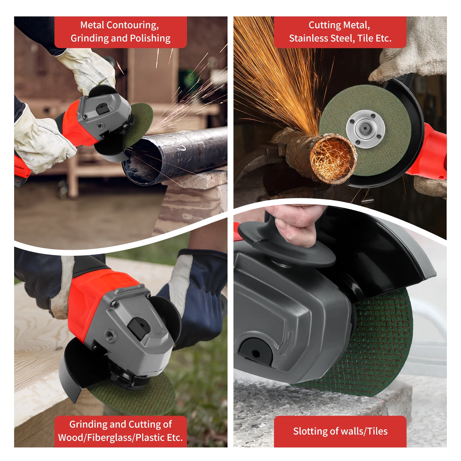 Cordless Angle Grinder para Milwaukee, Brushless Metal Grinder Polimento Máquina de corte, 18V Bateria, 125mm, 7000RPM, sem bateria