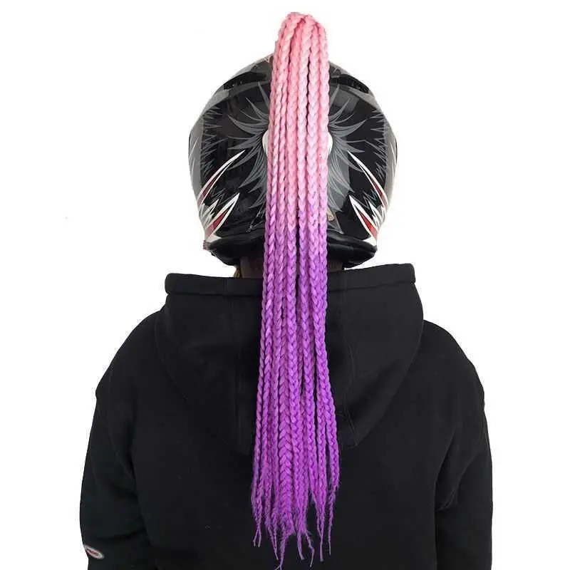 

OYITKPS 12 Braids Helmet Braids Jumbo Wig Braid Motorcycle Sking Cycling Helmet Decorations Braids Punk Ponytail For Woman Child