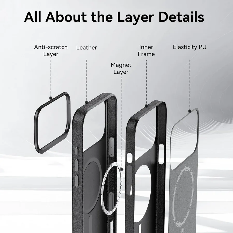 حافظة جلدية فاخرة مصممة لهاتف iPhone 17 Pro 6.3 مع توافق Magsafe ودعم الشحن اللاسلكي #5