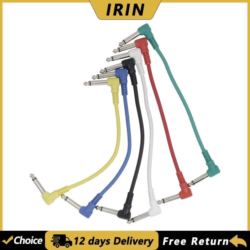 6 قطعة تأثير الغيتار دواسة كابل الغيتار كابل التصحيح 6.35 مللي متر زاوية التوصيل لا الضوضاء محمية كابل أجزاء الآلات الموسيقية اكسسوارات #1