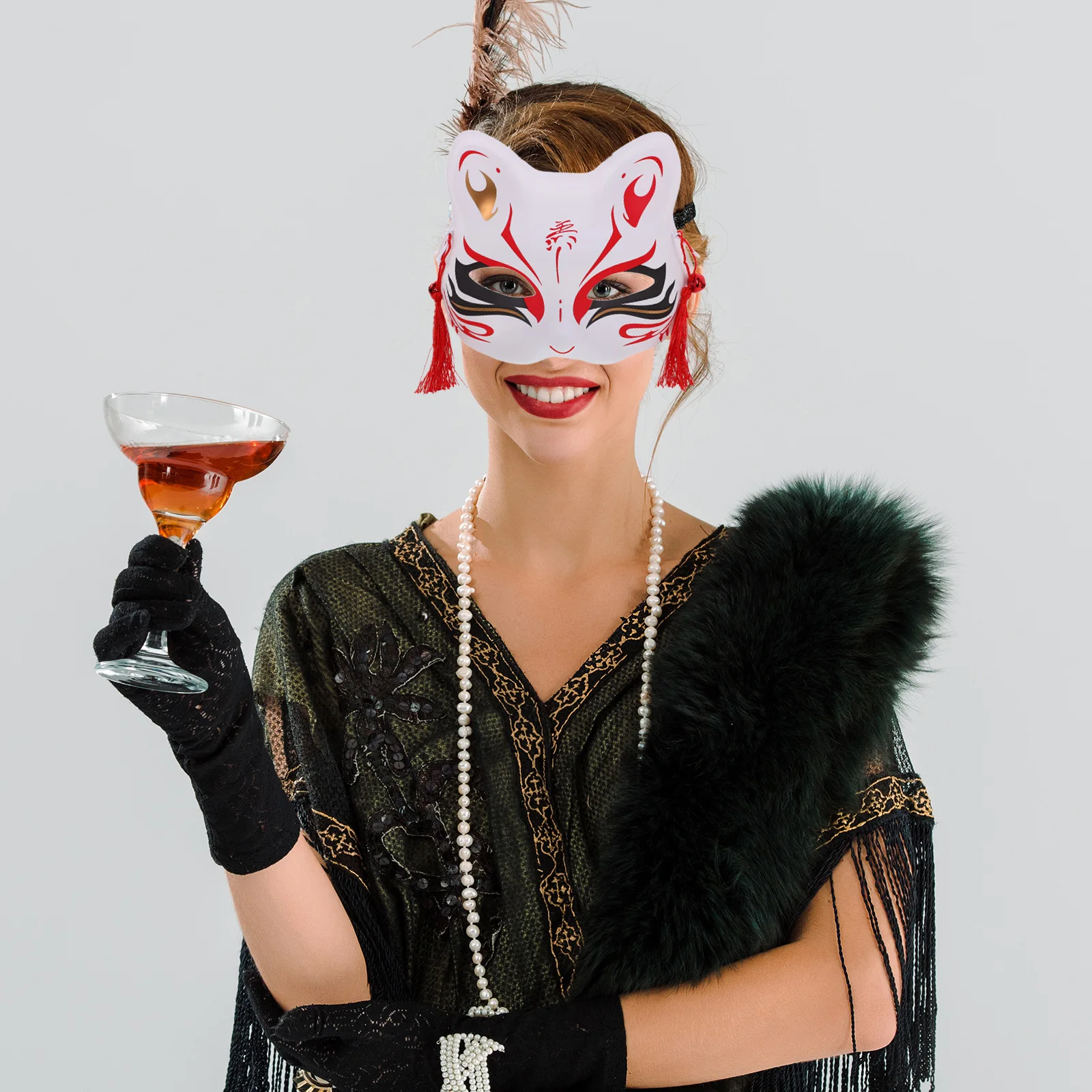 قطعتان من أقنعة نصف ثعلب خفيفة الوزن من البلاستيك الحديدي لحفلات الهالوين التنكرية وإكسسوارات حفلات الكرنفال