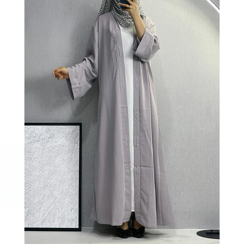 

Fashion Embroidery Elegant Plus Size Dubai Abaya Loose Zipper Long Robe Muslim Women Batwing Sleeve