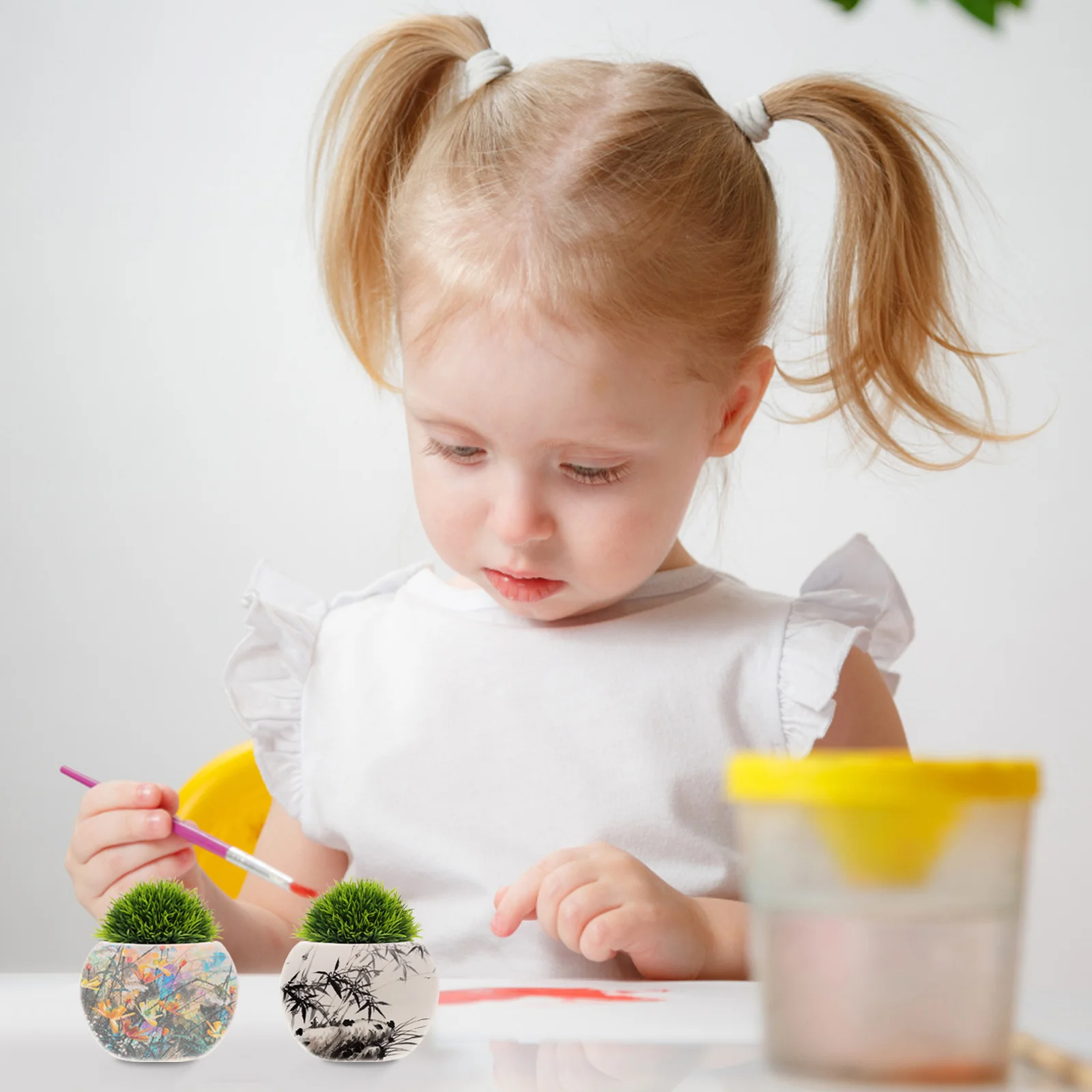 

2Pcs Blank Flower Pot Ceramic DIY Art Craft for Hand Painting Drawing Activity Creative Coloring Gift for