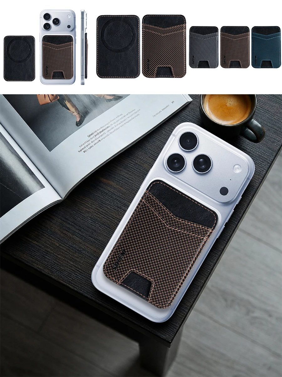 Mesh Pattern Magnetic Card Bag Holder Supports RFID Anti-theft Brush Portable Stable Durable Suitable for Magnetic Mobile Phones