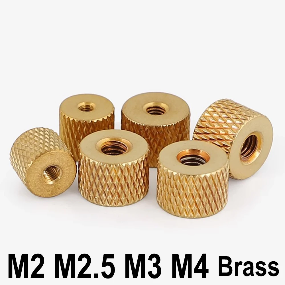 

5/10/20/50/100Pcs M2 M2.5 M3 M4 Knurled Brass Thumb Nut Brass Knurled Nut Cylindrical Adjust