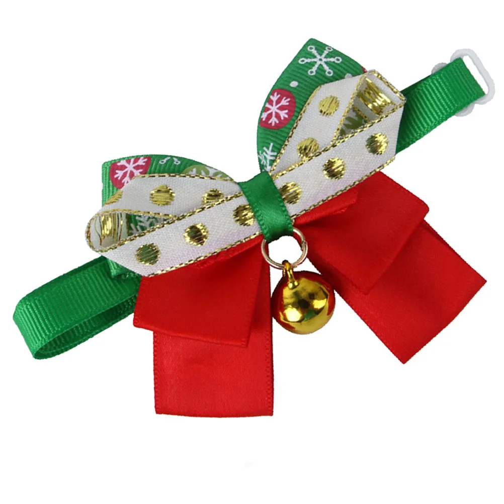 

Adorable Pet Collar with Bell Christmas Cartoon Design Adjustable for Cat Dog Soft Skin Friendly Material Charming Bowtie
