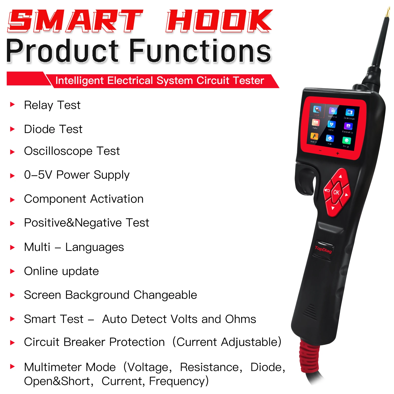 Automotive circuit tester 9V-30V DC tool power supply probe polarity detection tool short circuit tester diagnostic tool