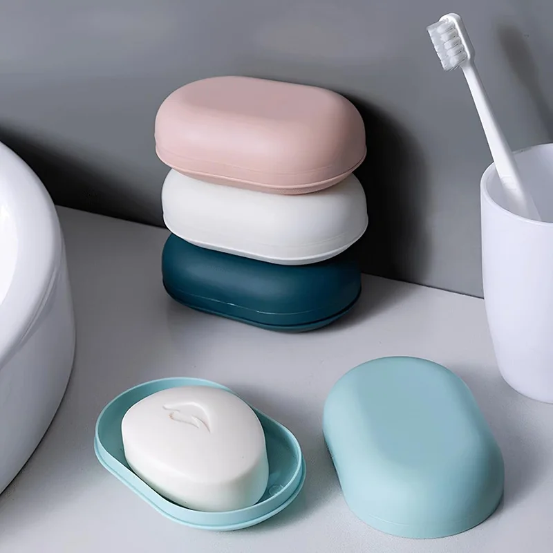 2Pcs Soap Dish with Lid Travel Soap Case Leakproof Soap Box Container Holder Soap Tray Sink Tray Soap Container for Bathroom