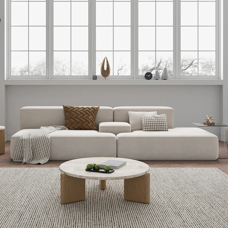 Hemp and cotton grey sofa Living room luxury Nordic furniture corner technology cloth sofa