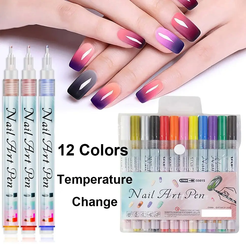 

Набор для нейл-арта DIY: 12 цветов, маркеры для граффити, 0,7 мм, быстросохнущие, водостойкие, для точечной росписи и линий