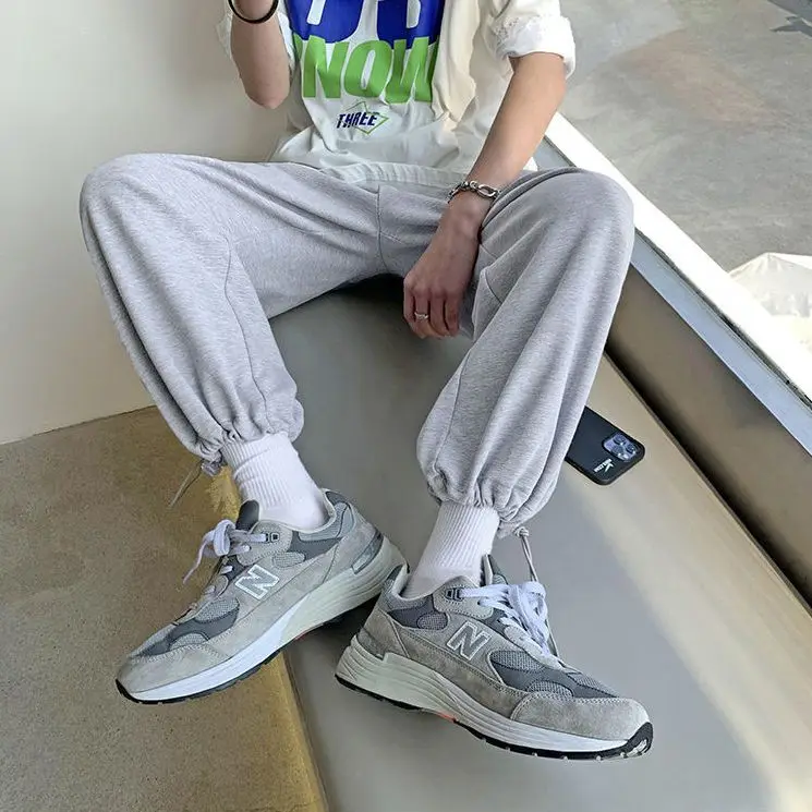 Summer Casual Loose and Versatile Trendy Sports Nine-point Tie-fitting Men's Pants Summer Thin Style