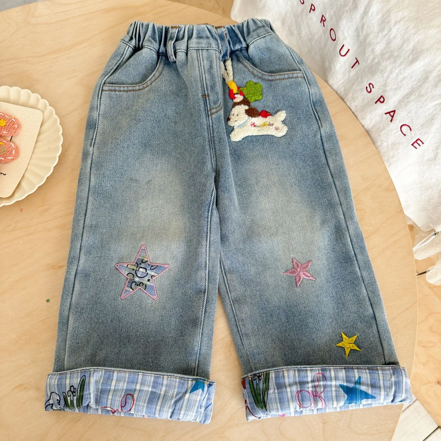 

Girls Denim Pants Autumn Winter Children Thick Cotton Trousers For Baby Girl Warm Clothing Kids Cute Jeans Outfits Leggings 6 7Y