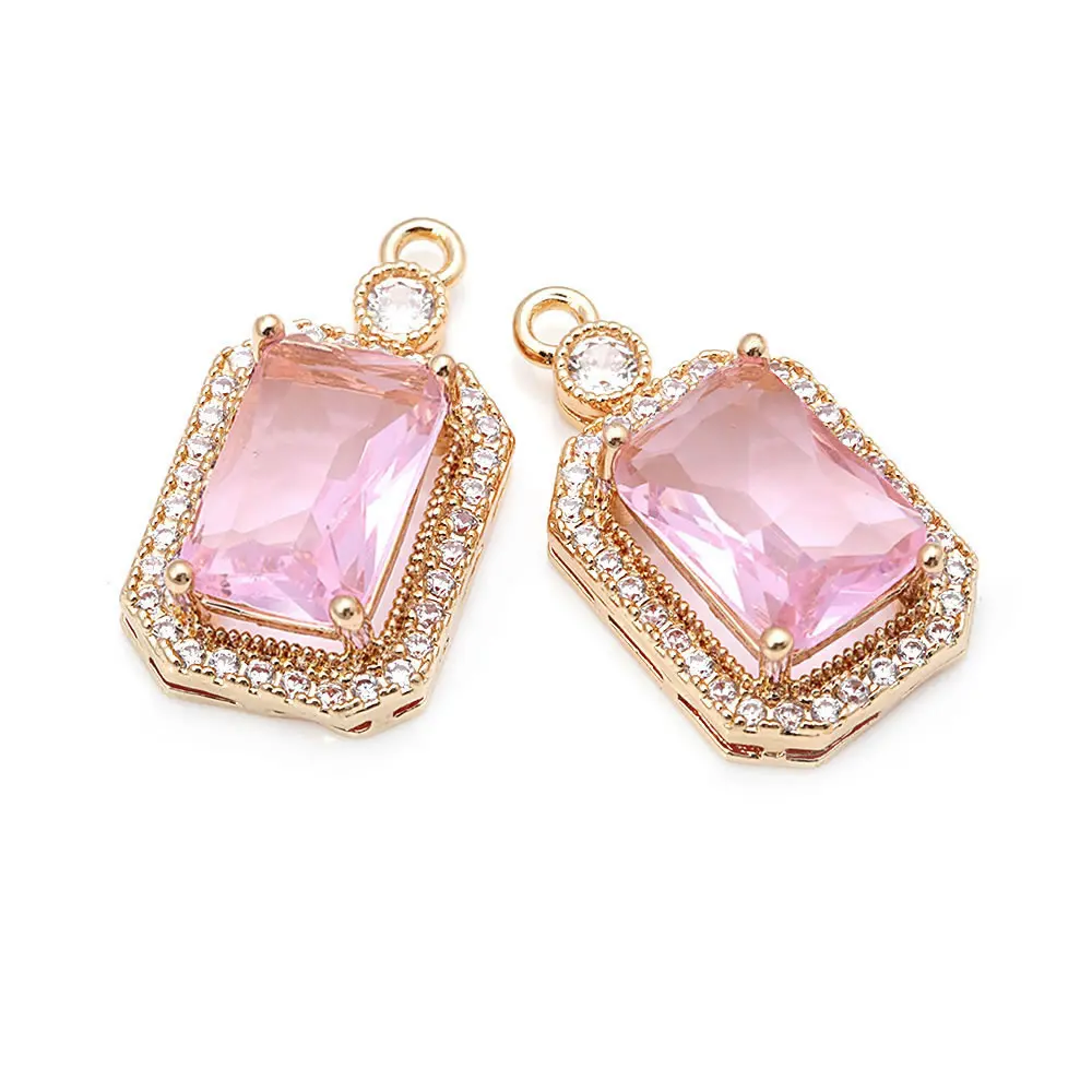 4PCS 24x13MM 18K Gold Color Brass Rectangle Charms Pendants Necklace Earrings Diy Jewelry Accessories Rosediy official-website