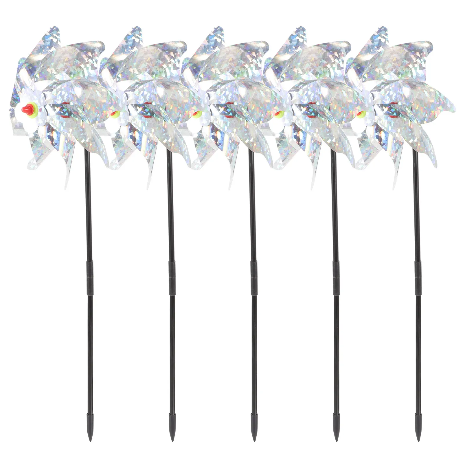 5Pcs Outdoor Windmill Bird Repellent Reflective Rotating Garden Decor Pest Control for Farm Yard Lawn Patio Garage Orchard