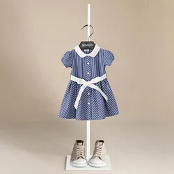 Children Clothes Baby Girl Dress Clothes  Summer Short Sleeves Casual Loose  Casual Polo Shirt Baby Girl Striped Dress 2-6Years