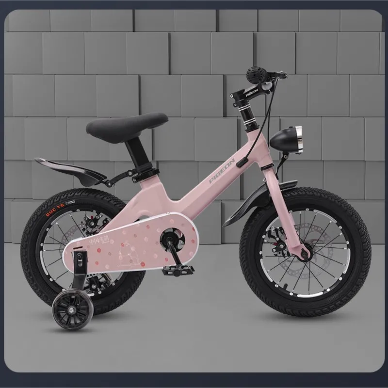 Carbon Steel Kids Bike Girls Boys Bike Magnesium Alloy Stroller Double Disc Brake Kids Bicycle 3-8-10 Years Old 14-16-18 Inches