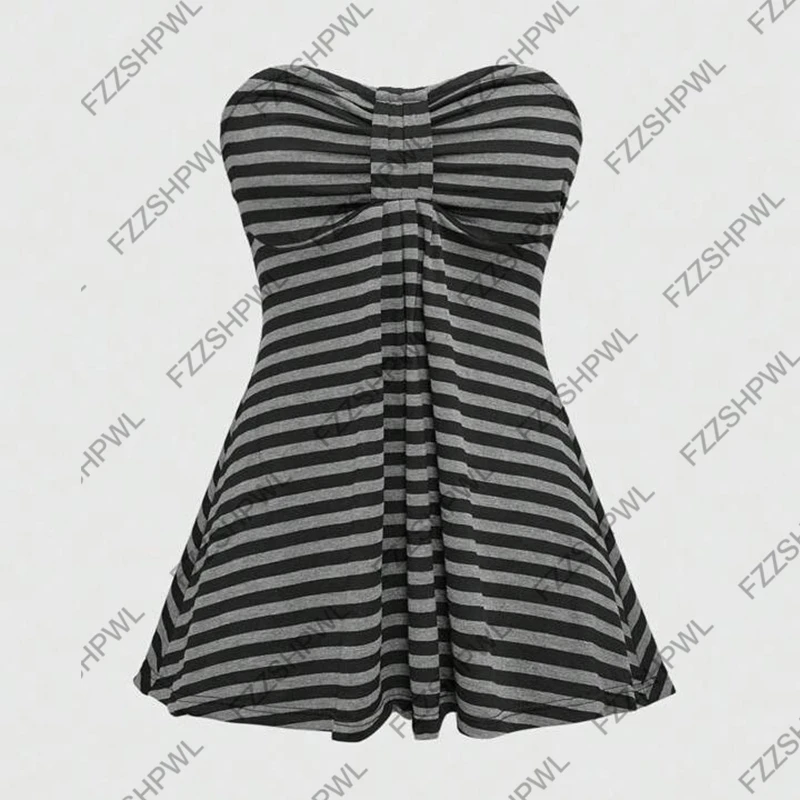 Camiseta sin mangas Y2k, ropa de calle Punk Harajuku con estampado de rayas, top corto único picante para niñas, Top gótico Rock sin mangas, chaleco elegante de Hip Hop