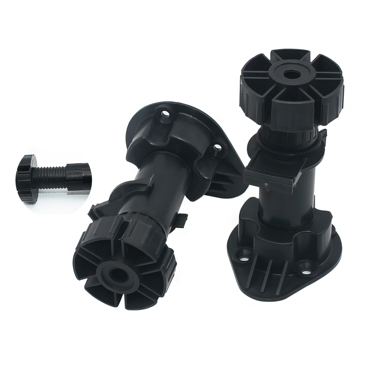 4 pz/set piedini regolabili per armadietto sollevamento in plastica gamba rotonda per mobili da 100mm a 120mm nero per armadio divano armadio Base sicura