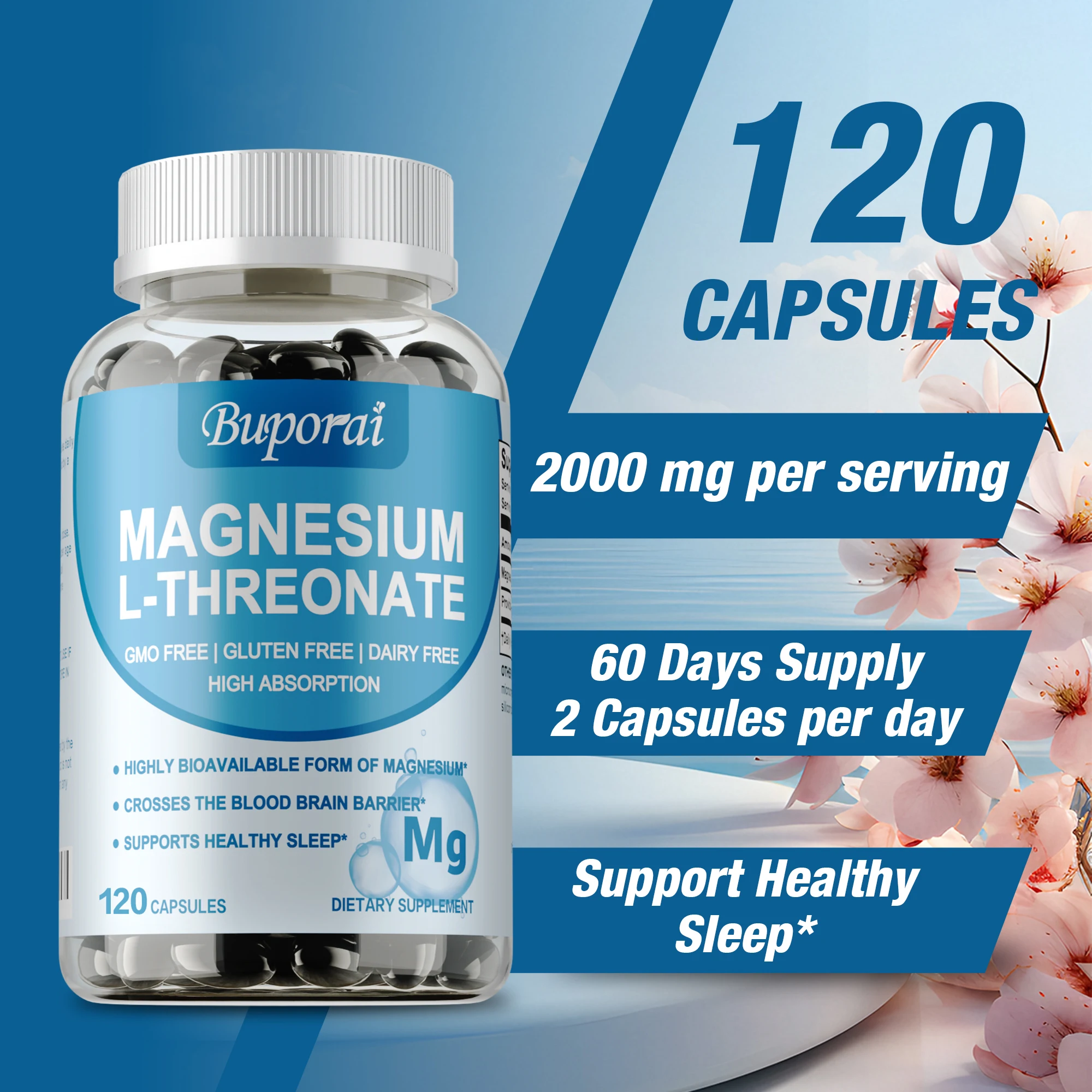 

Magnesium L Threonate - with Magnesium,For Deep Sleep,Promotes Bone and Joint Health, Supports Brain Health and Memory Function