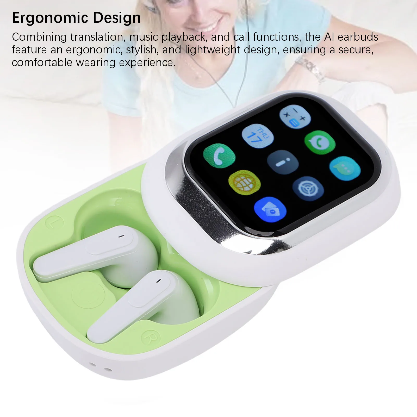 سماعات أذن للترجمة 133 لغة، سماعات أذن مريحة 3 في 1، مترجم في الوقت الحقيقي للسفر التجاري