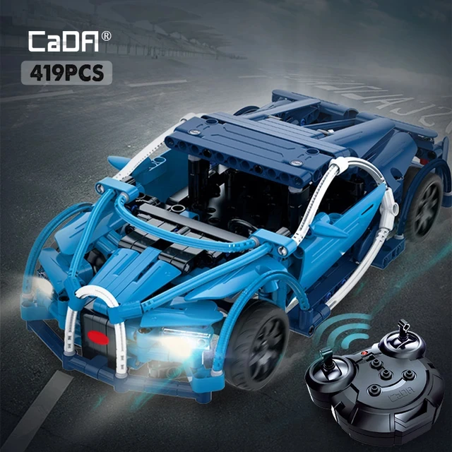 

Cada 419PCS RC Blue Sports Racing Cars DIY Model Building Blocks For City Remote Control Vehicle Toys for Kid